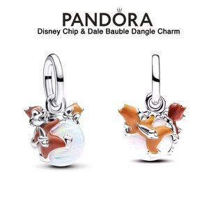 Authentic Pandora Disney Chip & Dale Bauble Dangle Charm Sterling and Enamel